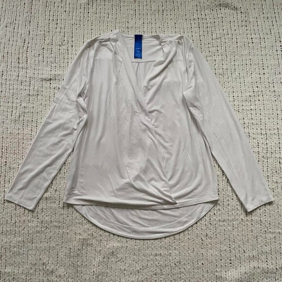Kit and Ace White Long Sleeve V-Neck Shirt - Size XS - Picture 1 of 5